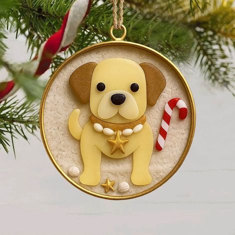 Ornement En Verre Chien - Décoration De Noël Pour Arbre - Boucle De Suspension Intégrée - Artisanal - Lot De 1 (1/5)