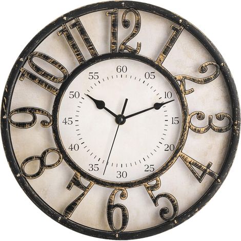 Wanduhr im Vintage-Stil mit durchbrochenem Muster in gebürstetem Graugold (30 cm) (1/5)
