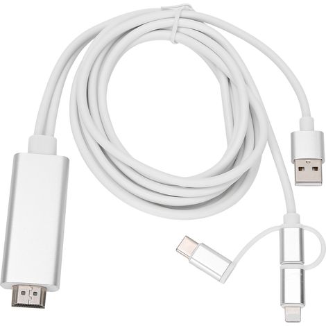 3-in-1 HDMI-Adapter mit Micro-USB-Typ-C-Anschluss – Bildschirmkonvertierungs- und Spiegelungskabel (1/5)