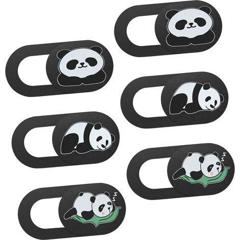 Cache-Webcam Coulissant en Abs Noir Motifs Panda pour Ordinateur Portable et Fixe, Protection Vie Privée Facile à Utiliser, Lot de 6 Pièces (1/5)