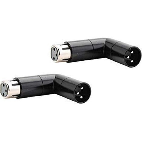 Deux adaptateurs XLR coudés rotatifs, adaptateurs métalliques à double connecteur en L mâle et femelle avec quatre boutons réglables. (1/5)