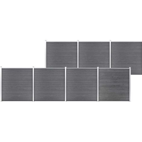 Clôture de jardin WPC 1218x186 cm Gris (1/5)