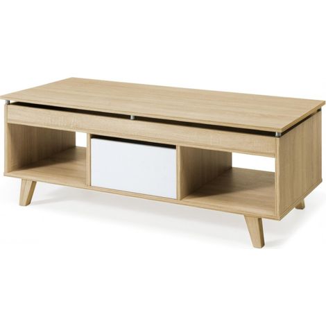TOPKIT Table basse relevable avec tiroir 2177 Table basse Table à manger chêne blanc (1/5)
