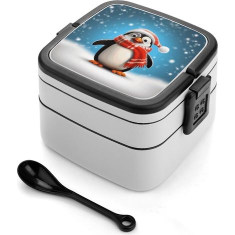 Boîte à lunch pingouin de Noël amusante, double compartiment (1/5)