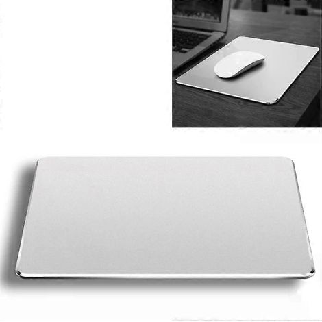 Tapis de souris double face antidérapant en alliage d'aluminium - Grand format, argent (1/5)