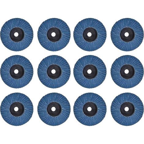 Lot de 12 Disques Abrasifs à Lamelles - 75 mm - Grain 120 - Métal, Acier, Bois - Bleu