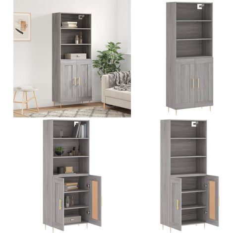 Highboard Grau Sonoma 69,5x34x180 cm Holzwerkstoff - Holzwerkstoff - Schrank (1/5)