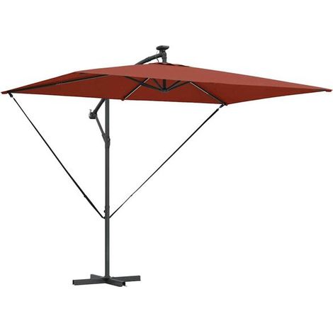 Parasol en terre cuite, 294 x 200 x 270 cm, en polyester et aluminium. (1/4)