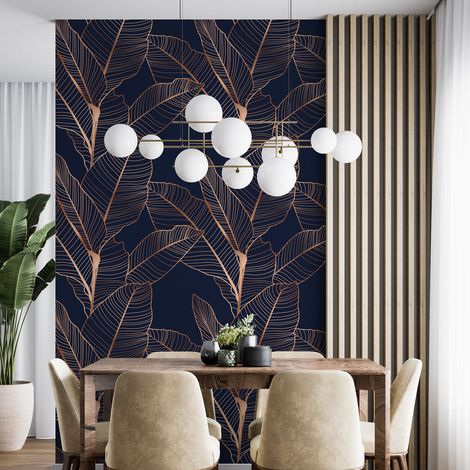 Papier peint - Motif botanique - 9 LÉS de 60x260 cm - Surface L 540 x H 260 cm (1/4)