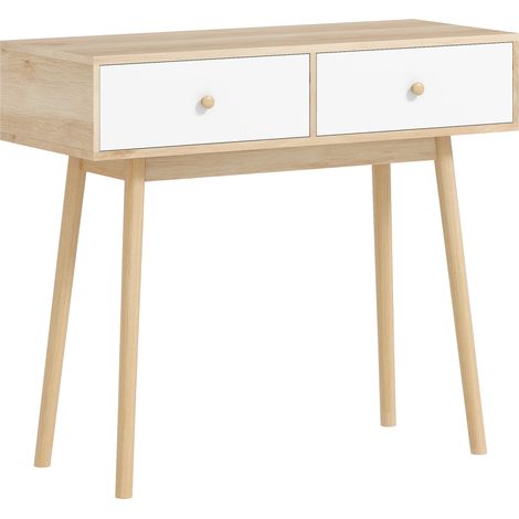 Table console scandinave ELIAS aspect chêne et blanc (1/5)