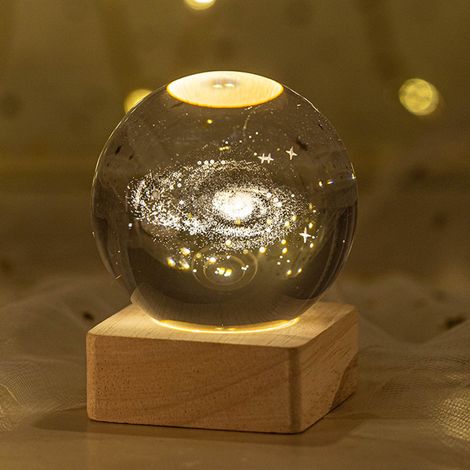 Boule De Cristal Lumineuse - Veilleuse Galaxie Planétaire Astronaute - Alimentation USB - Lumière Chaude Et RGB - Décoration Noël Extérieur Intérieur - 1 Pièce (1/5)