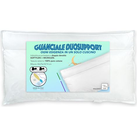 Guanciale DuoSupport con Doppia Imbottitura, Cuscino Letto Morbido e Duro, Innovativo Cuscino BiComfort in Poliestere e Cotone