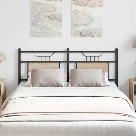 Tête de lit-Panneau de lit-Accessoire de Lit chêne sonoma 150 cm bois d'ingénierie et acier 807134 (1/5)