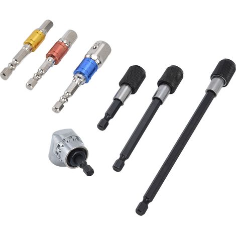 7pcs adaptateur perceuse rallonge aimantée mandrin hex 1/4po acier vanadium chrome pour visseuse à choc et outil mains (1/5)