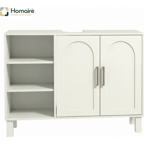 Cremefarbene Aufbewahrungssäulen mit Regalen aus MDF-Holz 90 x 30 x 63 cm HOMAIRE (1/5)