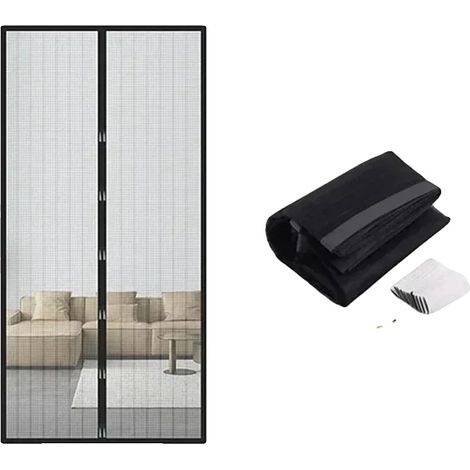 Cortina mosquitera, cierre magnético, fácil instalación, negra, 100x210cm (1/2)