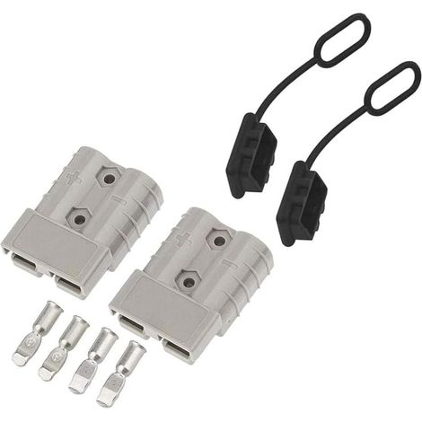 Lot de 2 connecteurs de batterie 50 A, 50 A 600 V pour voiture, camping-car, caravane, moto, bateau - Système solaire avec bouchons anti-poussière pour voiture, camping-car, caravane (1/4)