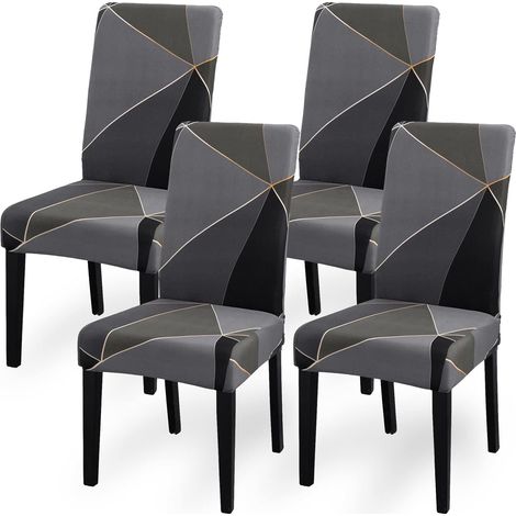 APEX Housses de chaises, ensemble de quatre housses élastiques pour chaises de salle à manger, housses décoratives amovibles et lavables (1/5)