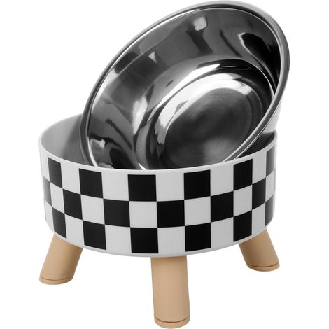 Round Elevated Cat Bowl in Stainless Steel and PP (1/5)