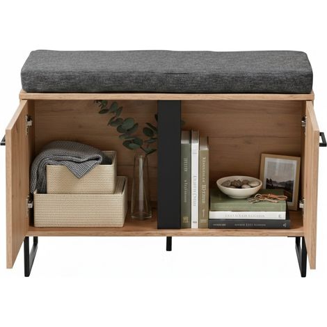 Mobile da Ingresso Roascio, un Ripiano, 2 Ante, 2 Vani, 84.5x35x59.5h cm Marrone Rovere Nodi
