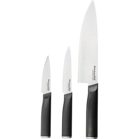 KitchenCraft KEG3PTHEOHOBA Set de couteaux de Cuisine de 3 pièces, acier inoxydable, noir
