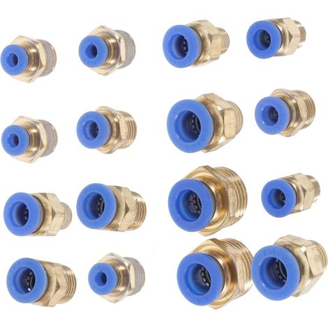 Raccord Rapide Tuyau Air Comprimé 16 Pièces Connecteurs Pneumatiques 1 Réglage Compresseur Outils 2.20X2.20X2.00Cm Accessoires Fiables Pour Atelier Bricolage - (1/5)