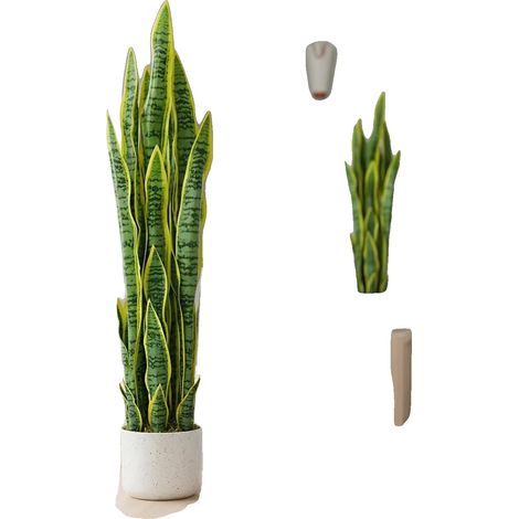 Pianta artificiale, alta 90 cm, per interni, con foglie, da inserire in vaso, stile decorativo. (1/5)