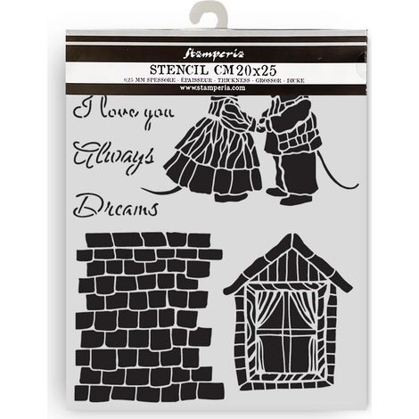 Thick Stencil for Scrapbooks, Albums, Cards, Bullet Journals, Flexible Material, Easy to Clean, for Crafts and Gifting (Family, House and Mice) (1/2)