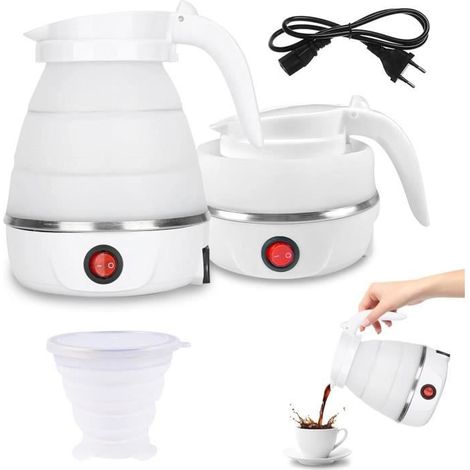 Bouilloire Pliable De 600 Ml, Bouilloire De Camping Pliable Avec Gobelet Pliable, Bouilloire De Voyage Portable En Silicone [n938] (1/4)