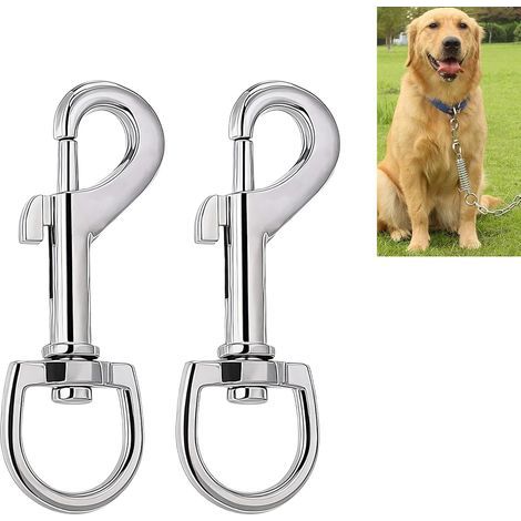 Confezione da 2 moschettoni per guinzaglio per cani, gancio ad anello a D girevole a 360° in lega di zinco per collari, guinzagli, portachiavi, borse (1/5)