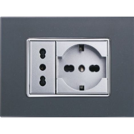 Plaque Cristal 3 4 6 M Effet Verre Acier Foncé Compatible Avec Bticino Axolute