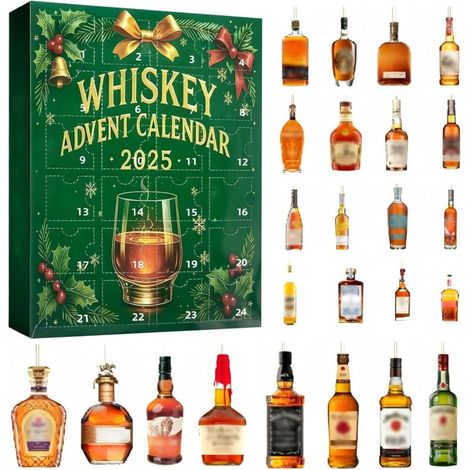 Calendrier de L'avent Whisky 2025.Calendrier de l'Avent 3D 2025 Whisky 24 Jours.Compte à Rebours de 24 Jours Sans Répétition.pour Homme.Papa.Femme.Amateur de Vin(B) (1/5)
