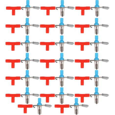 20 pièces sans rouille Durable à trois voies Double ressort lapin fontaine à boire buveur eau alimentation mamelon fournitures rouge 3 (1/5)