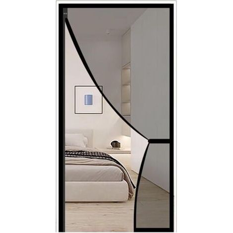 Moustiquaire, rideau à fermeture automatique à aimant puissant, ouverture latérale, noir (130 x 210 cm) (1/5)