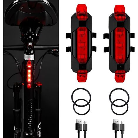 Luce posteriore a LED ricaricabile tramite USB Stuks per bicicletta - Impermeabile - 4 modalità - Luce di segnalazione di sicurezza per MTB, uomo, donna, bambini (1/3)