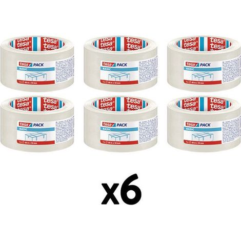 Lot de 6 rubans emballage adhésif Tesa 66m x 50mm transparent