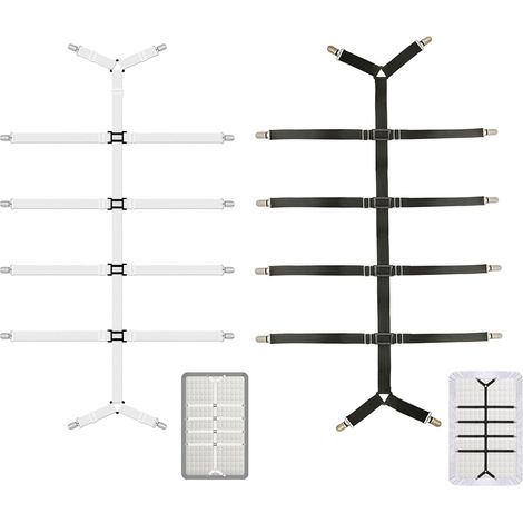2 pièces Tendeur Drap Housse Attache Drap Housse élastiques pour draps avec Clips métalliques Tendeurs de draps pour literie, nappes (1/5)