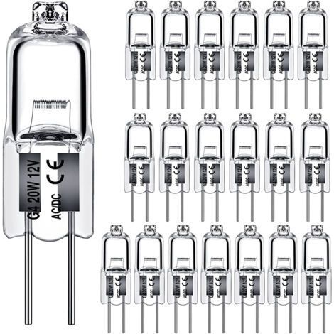 Ampoules halogènes G4 20W 12V Type 2 broches de remplacement de la base pour le paysage sous le meuble Puck Light Track Lighting Dimmable (10Pack) (1/4)