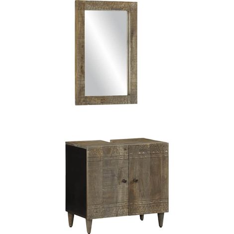 Ensemble de meubles salle de bain 2 pcs bois de manguier massif vidaXL (1/5)