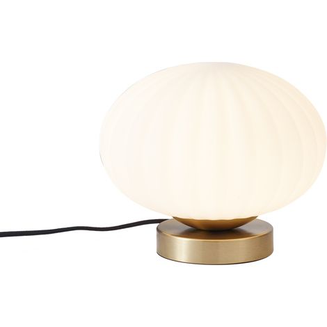 QAZQA Design-Tischleuchte Messing mit Opalglas - Mochi