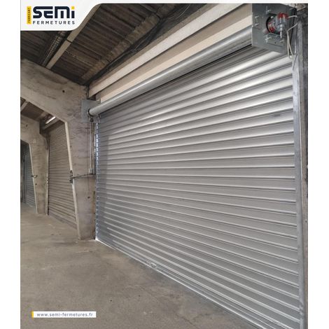 Semi Fermetures – Rideau métallique à motorisation tubulaire SIMU T8250 – L6000 – H2800 – Lames pleines 8/10ème (1/4)