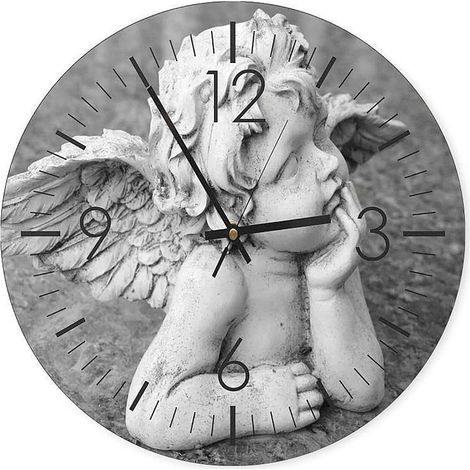 Horloge Murale Design Angelot en Contemplation - 60 x 60 cm (1/5)
