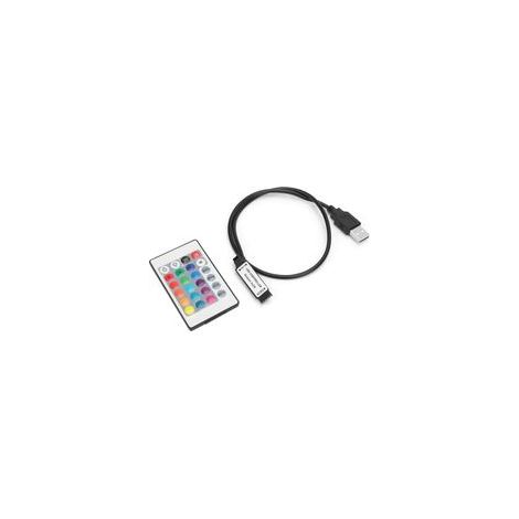 Bande lumineuse LED RGB 24 touches 5-24V avec télécommande sans fil, USB 6A, contrôleur IR (0,5 m)