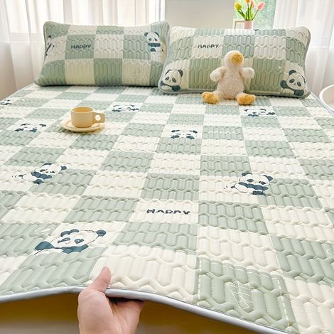 Surmatelas d'été rafraîchissant imprimé panda – Tapis de lit respirant effet fraîcheur – Pour matelas 1 et 2 places (90 × 200 cm) (1/5)