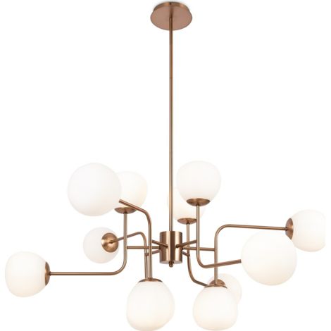 Maytoni Erich Plafonnier moderne à bras multiples, doré, 12 x E14, abat-jour blanc