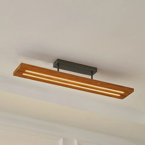 [GEBRAUCHT] B-Ware Lindby Deckenlampe Nesaja LED Leuchte dimmbar Holz schwarz 98x18cm modern (1/2)