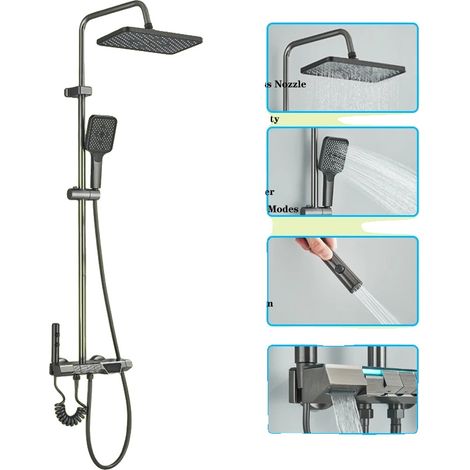 Duscharmatur-Set, 4 Funktionen, intelligentes Digitaldisplay, Modell A in Grau (1/2)
