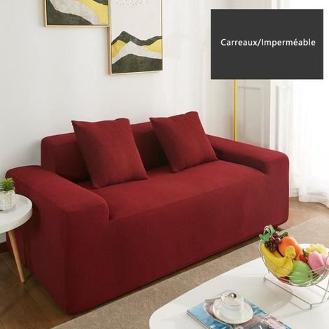 Housse de canapé - - 3 places - Imperméable - Extensible - Bordeaux