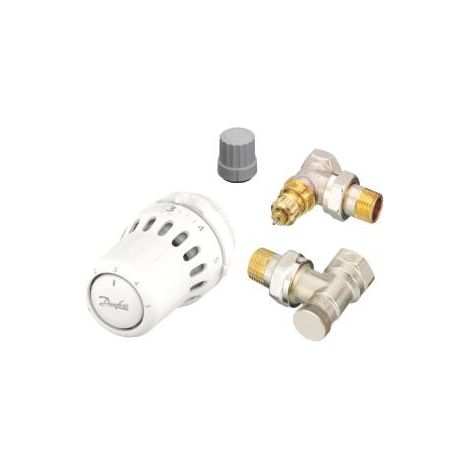 Lot de 4 kits complets de radiateur thermostatique liquide équerre 1/2'' (15/21) - Danfoss