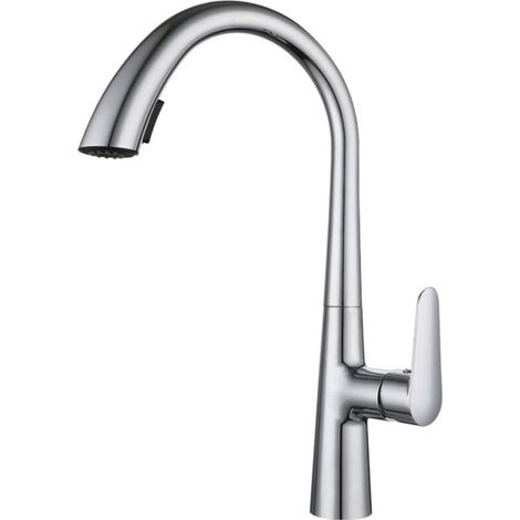 Waschtischarmatur mit Ausziehbrause, 2 Wasserstrahlarten, Luftsprudler, Keramikventileinsatz, galvanisiert